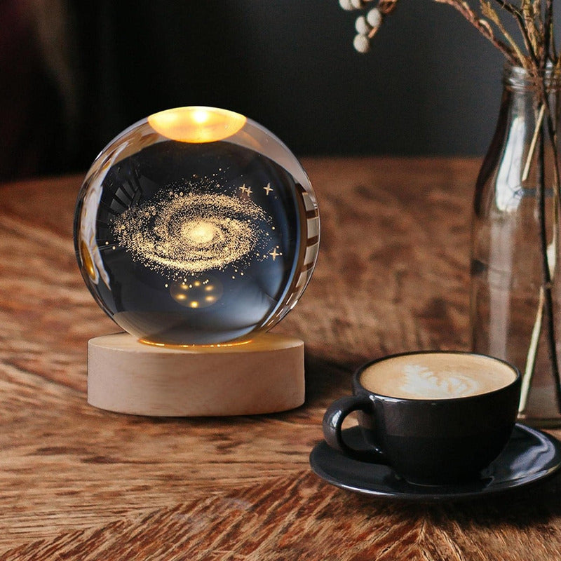 Lampara Mesa De Noche Bola De Cristal Planetaria Imagen 3d - Chamos Store