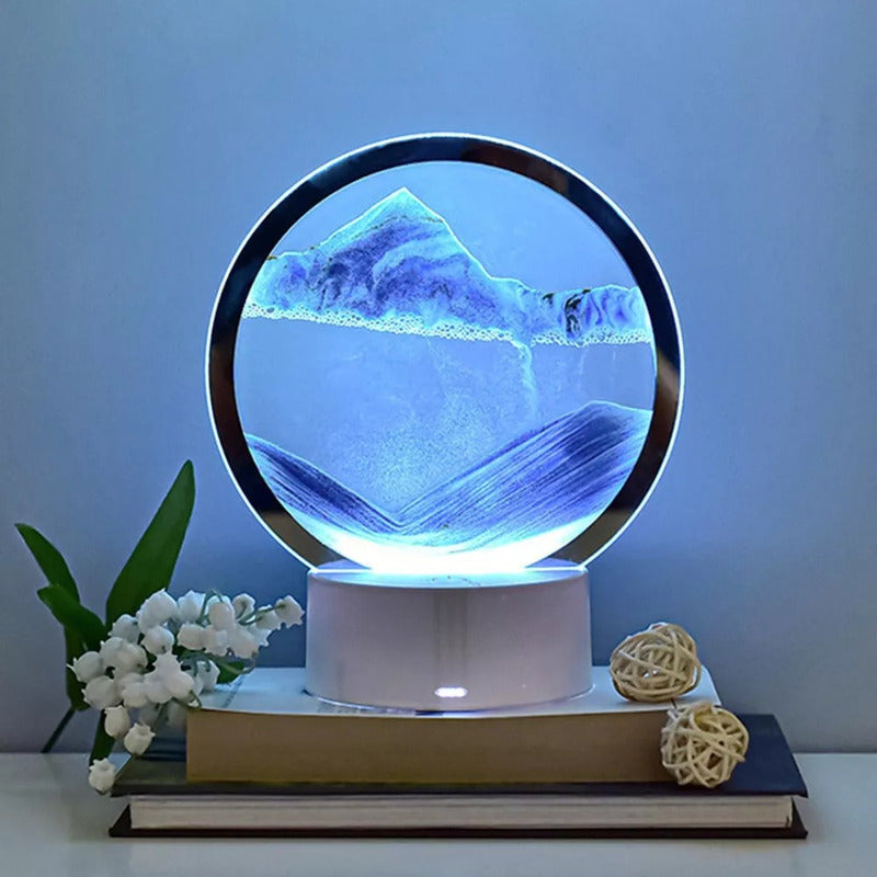 Arte De Arena En Movimiento Decoración Con Luz Lampara Mesa - Chamos Store