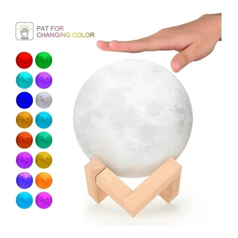 Lámpara Luna 3d Táctil Led 16 Colores Usb - Chamos Store