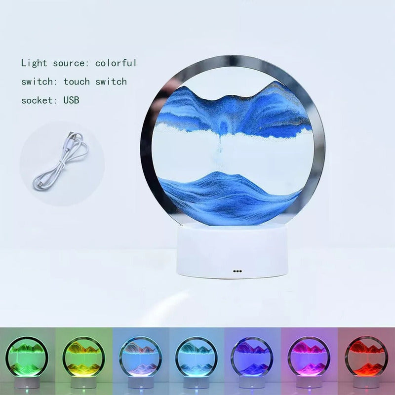 Arte De Arena En Movimiento Decoración Con Luz Lampara Mesa - Chamos Store