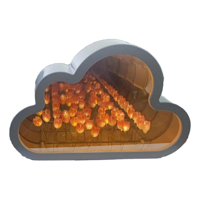 Lámpara De Nube Blanca Tulipanes Decoración Espejo Adorno - Chamos Store