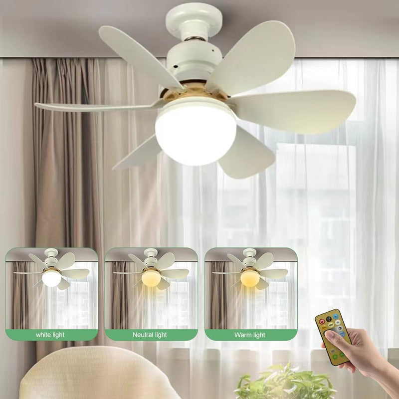Ventilador De Techo Con Luz Led E27 Silencioso Control - Chamos Store