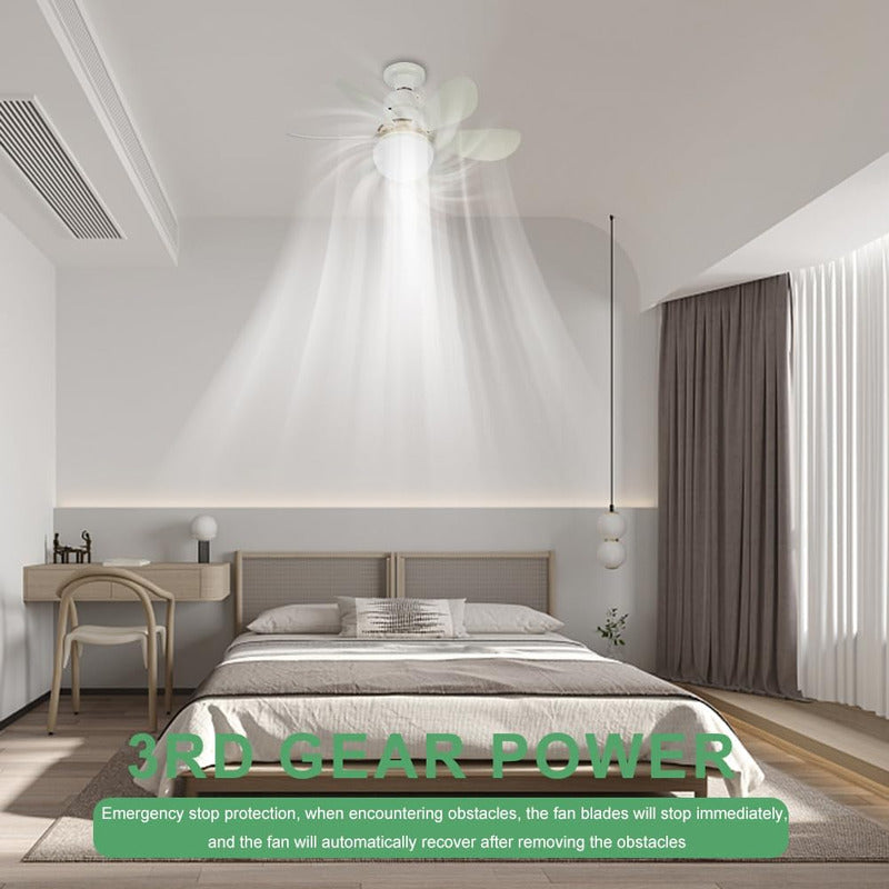 Ventilador De Techo Con Luz Led E27 Silencioso Control - Chamos Store