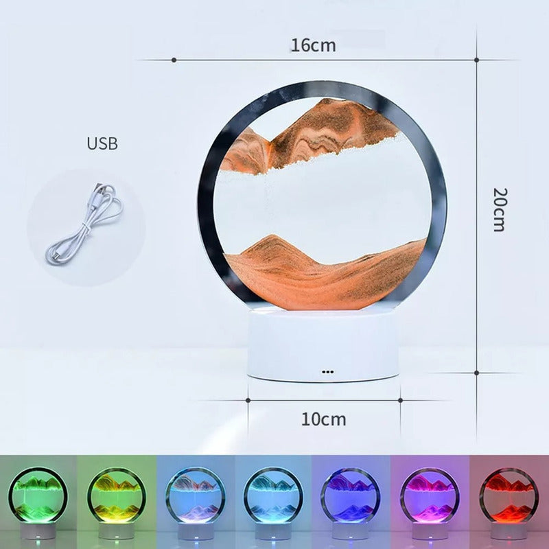 Arte De Arena En Movimiento Decoración Con Luz Lampara Mesa - Chamos Store