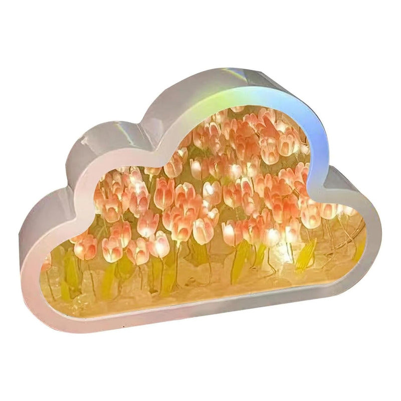 Lámpara De Nube Blanca Tulipanes Decoración Espejo Adorno - Chamos Store