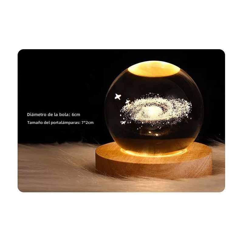 Lampara Mesa De Noche Bola De Cristal Planetaria Imagen 3d - Chamos Store
