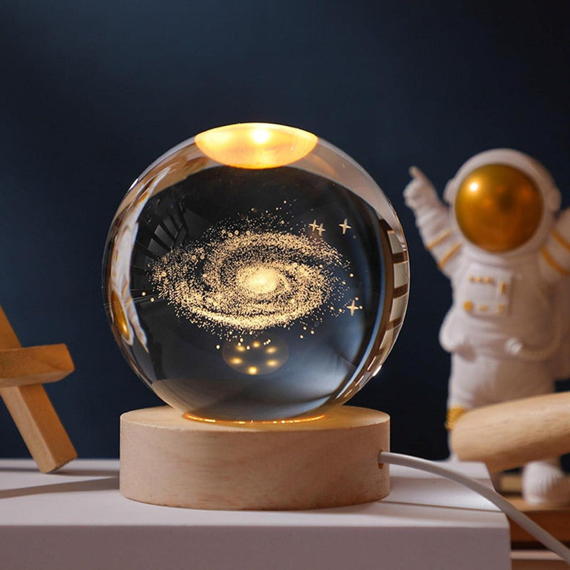 Lampara Mesa De Noche Bola De Cristal Planetaria Imagen 3d - Chamos Store
