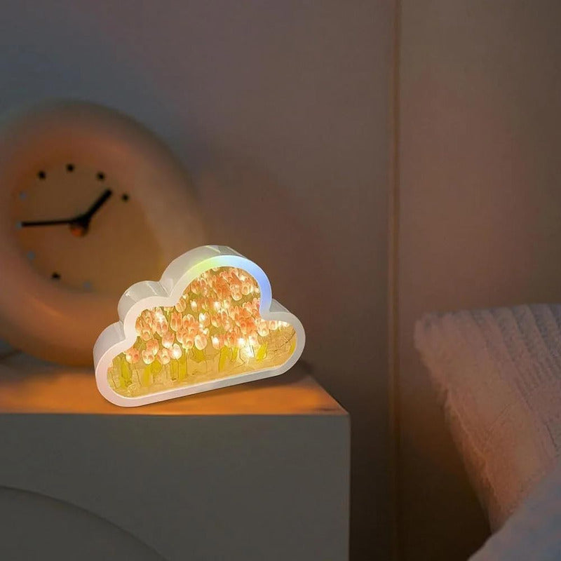 Lámpara De Nube Blanca Tulipanes Decoración Espejo Adorno - Chamos Store