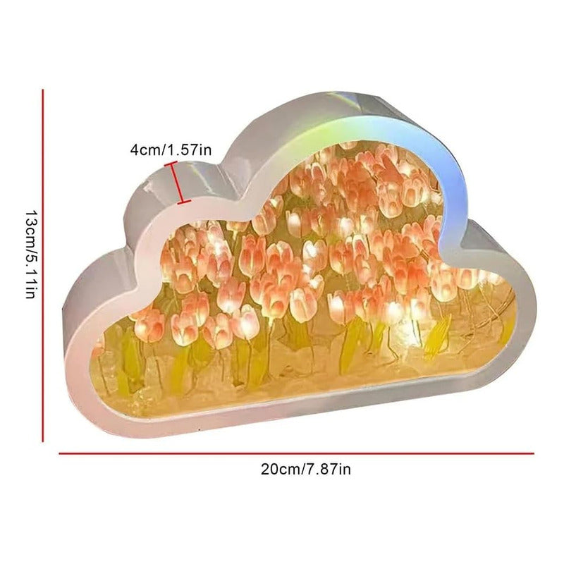 Lámpara De Nube Blanca Tulipanes Decoración Espejo Adorno - Chamos Store