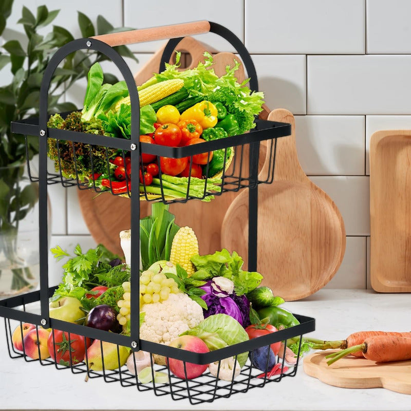 Organizador Frutas Verduras Cesta De Cocina Metalice - Chamos Store