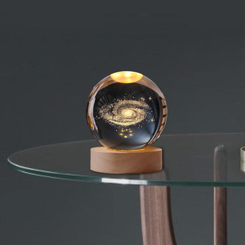 Lampara Mesa De Noche Bola De Cristal Planetaria Imagen 3d - Chamos Store