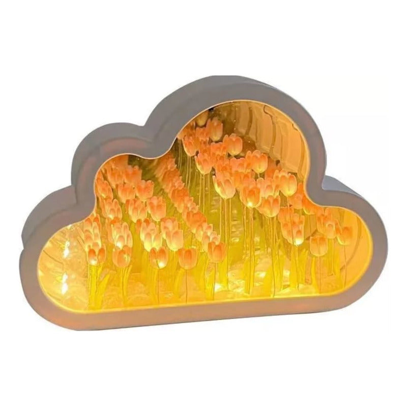 Lámpara De Nube Blanca Tulipanes Decoración Espejo Adorno - Chamos Store