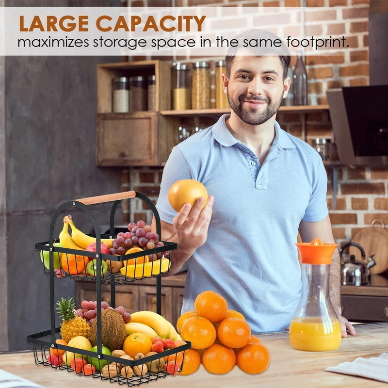 Organizador Frutas Verduras Cesta De Cocina Metalice - Chamos Store