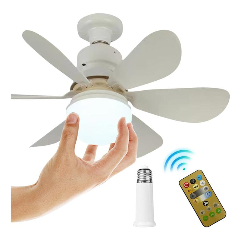 Ventilador De Techo Con Luz Led E27 Silencioso Control - Chamos Store