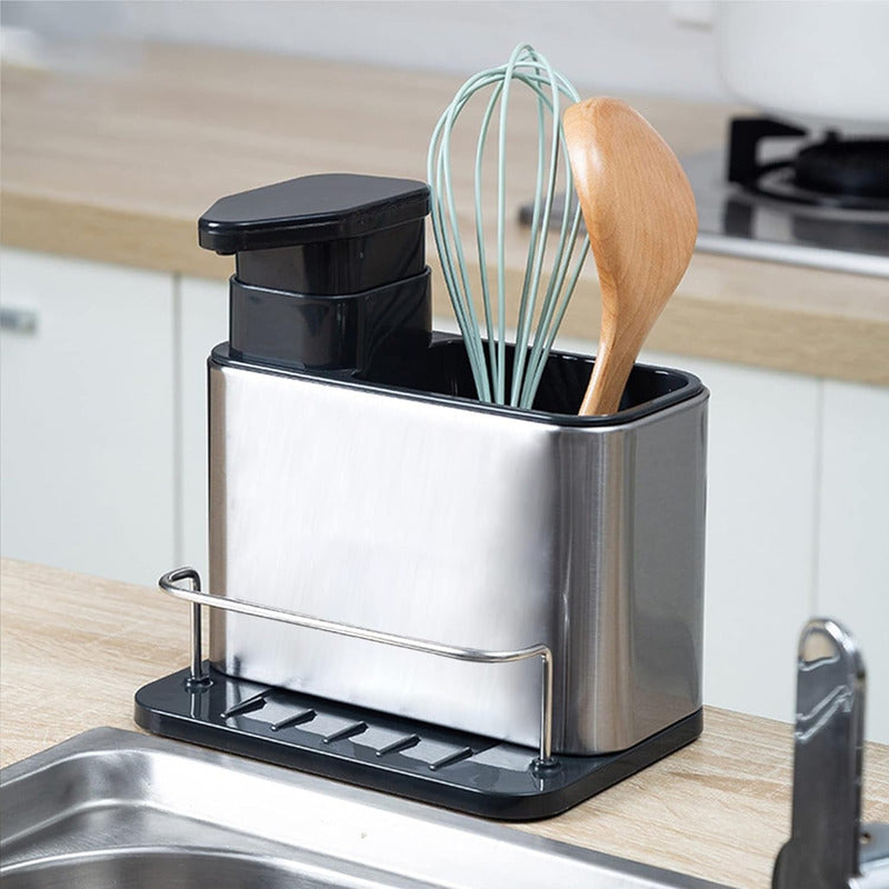 Dispensador De Jabón Soporte Esponja Escurridor Acero - Chamos Store