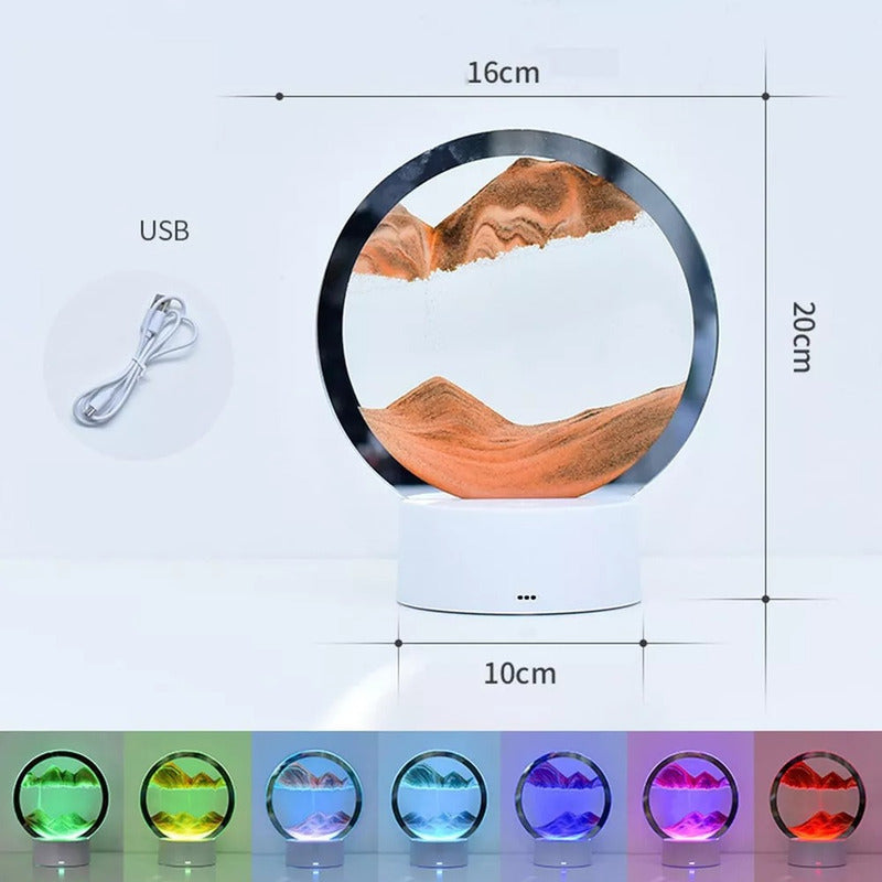 Arte De Arena En Movimiento Decoración Con Luz Lampara Mesa - Chamos Store