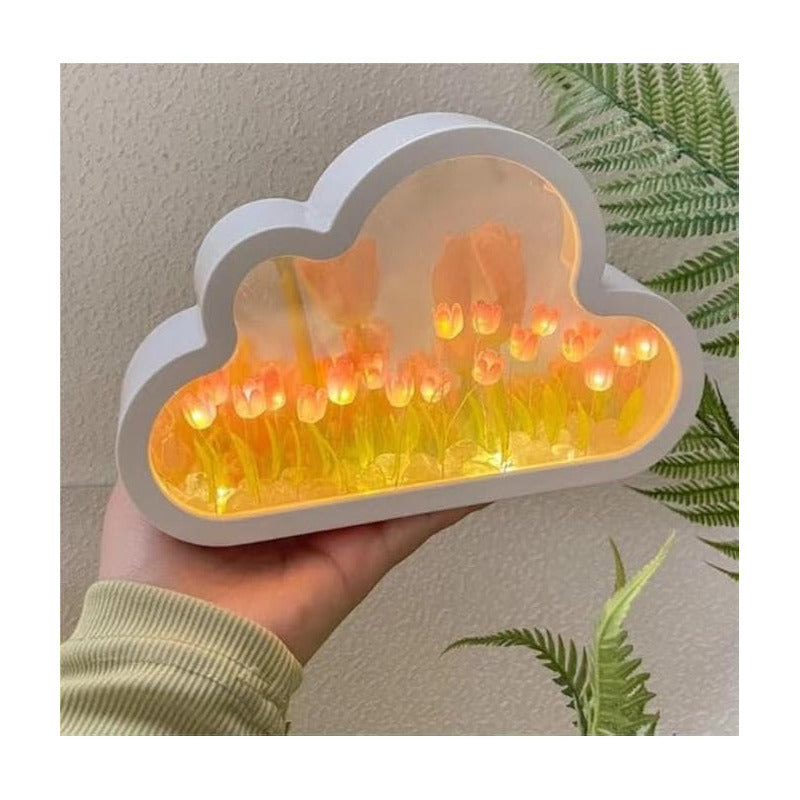 Lámpara De Nube Blanca Tulipanes Decoración Espejo Adorno - Chamos Store