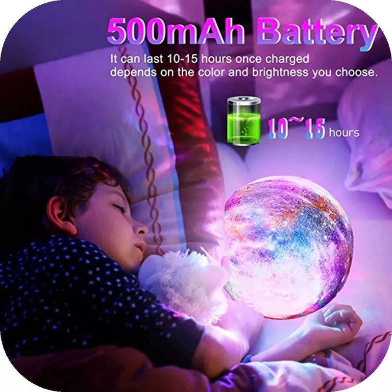 Lámpara Luna Galaxia 3d 16 Colores Recargable Rgb + Control - Chamos Store