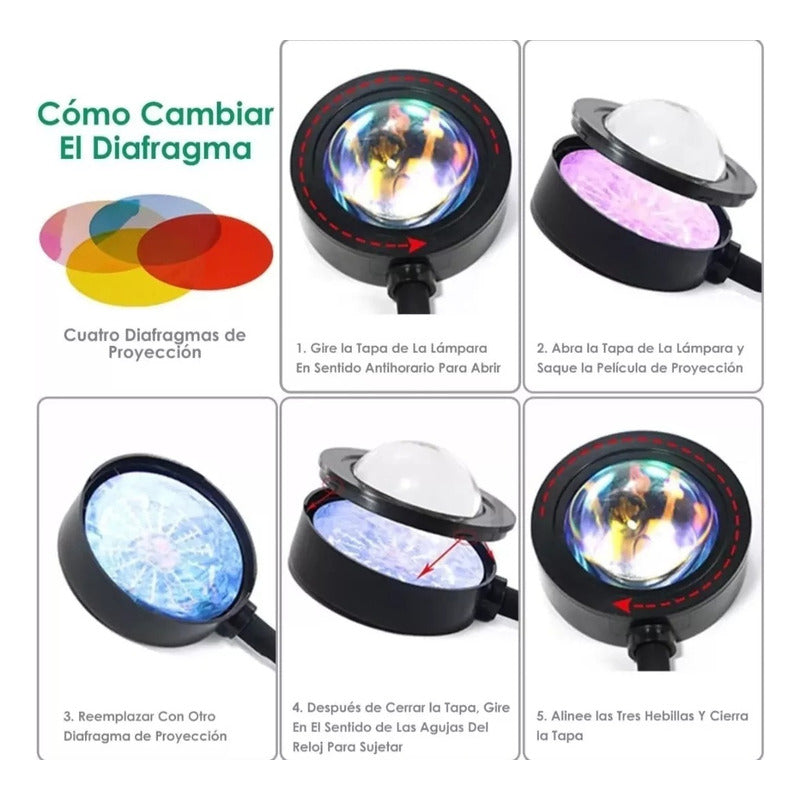 Lampara Sunset Sun Rainbow Proyección Puesta De Sol Usb - Chamos Store