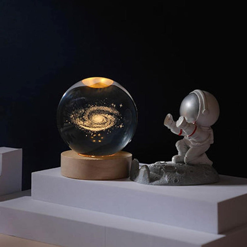 Lampara Mesa De Noche Bola De Cristal Planetaria Imagen 3d - Chamos Store