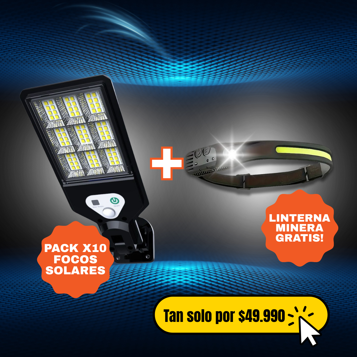 Pack x10 Focos Solares Led Exterior Con Sensor + LINTERNA MINERA GRATIS!