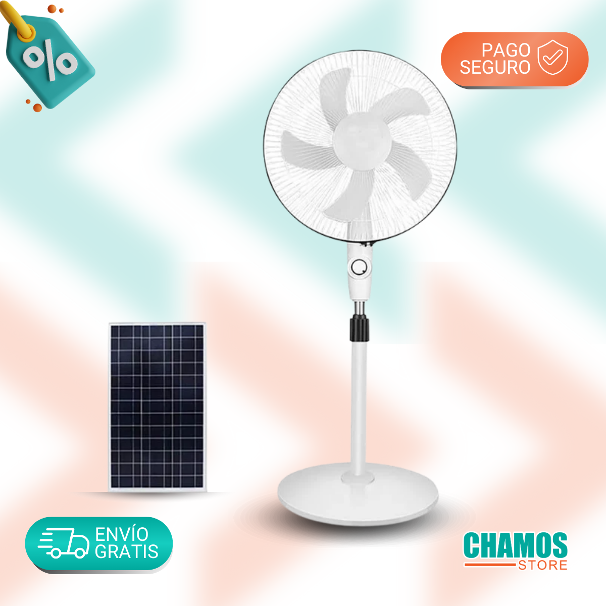 Ventilador Solar Recargable Usb De 5 Aspas Silencioso - Chamos Store