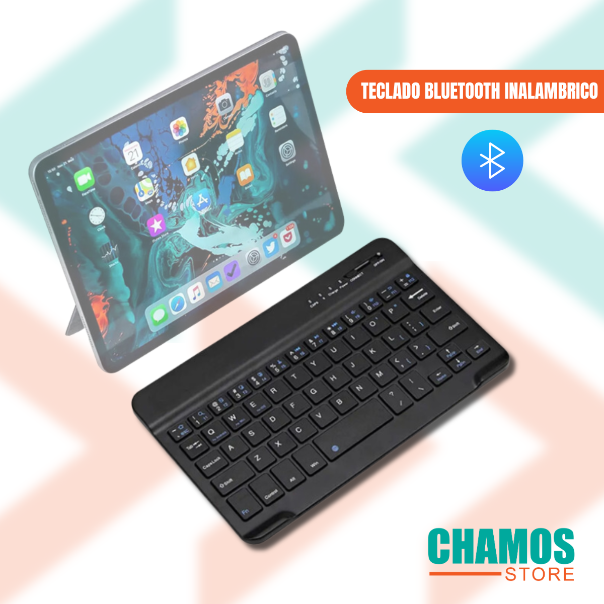 Teclado Inalambrico Bluetooth Negro iPad Tablet Smartphone - Chamos Store