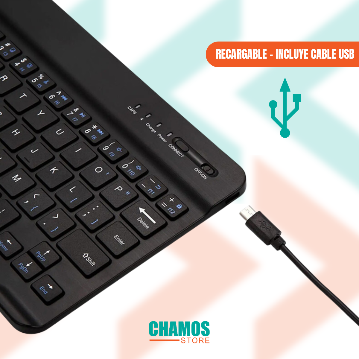 Teclado Inalambrico Bluetooth Negro iPad Tablet Smartphone - Chamos Store