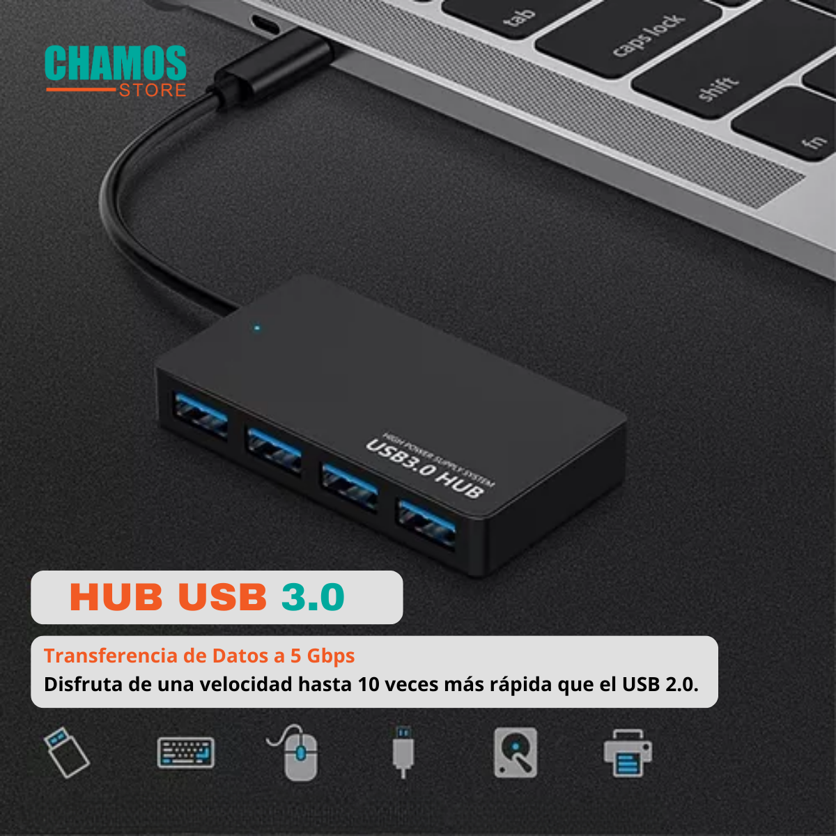 Adaptador Hub Tipo C 4 Puertos 3.1 Alta Velocidad - Chamos Store