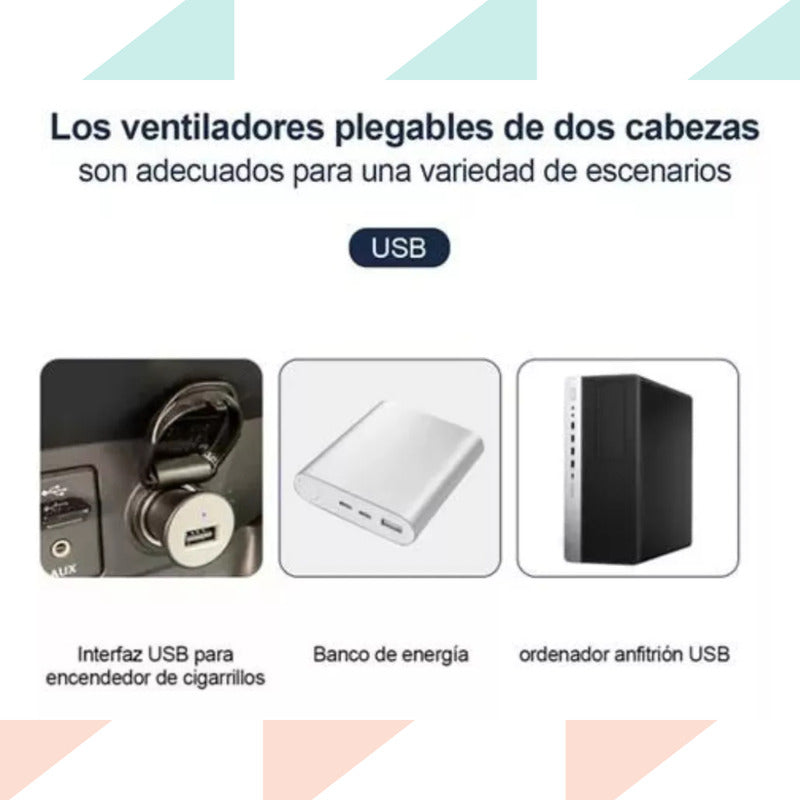 Ventilador Para Auto Usb Doble Cabezal Giratorio 360 Grados - Chamos Store