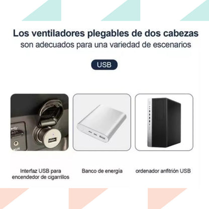 Ventilador Para Auto Usb Doble Cabezal Giratorio 360 Grados - Chamos Store
