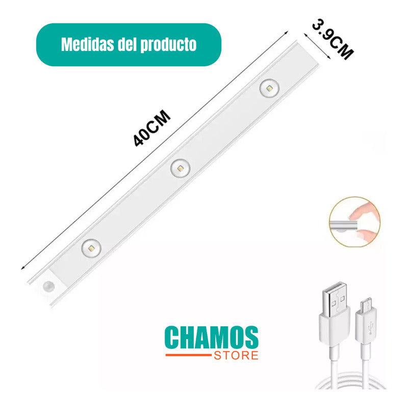 Barra Tira Luz Led Con Sensor De Movimiento 40 Cm - Chamos Store