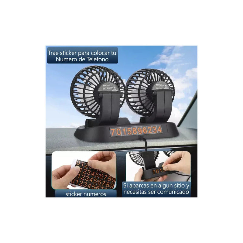 Ventilador Para Auto Usb Doble Cabezal Giratorio 360 Grados - Chamos Store