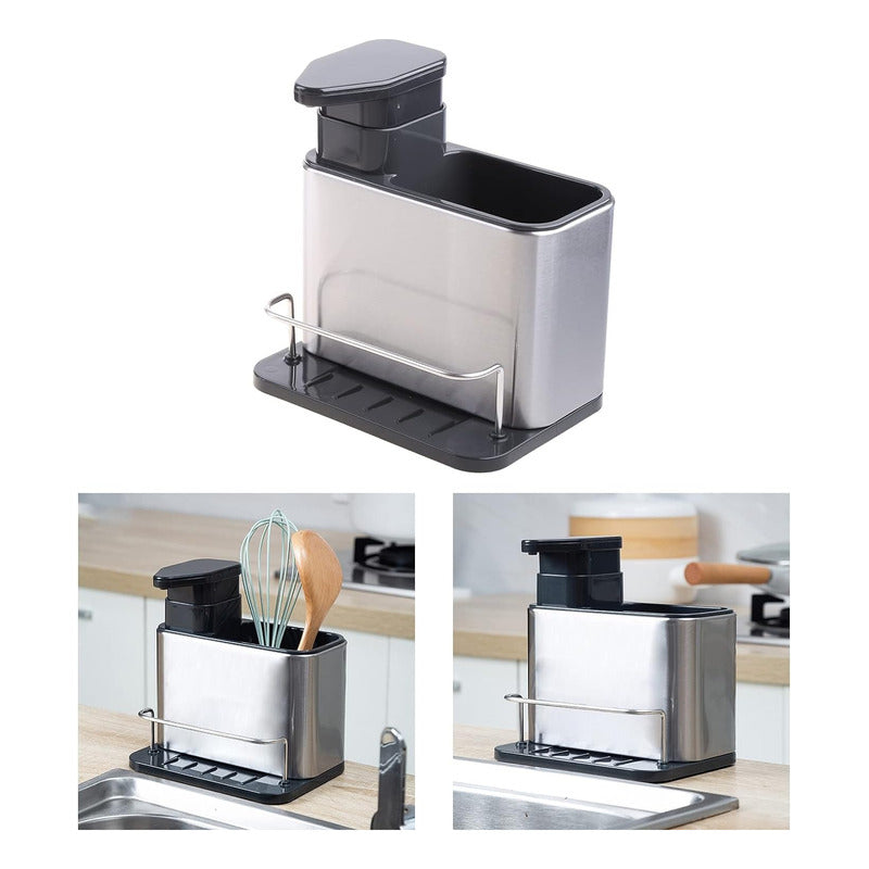 Dispensador De Jabón Soporte Esponja Escurridor Acero - Chamos Store
