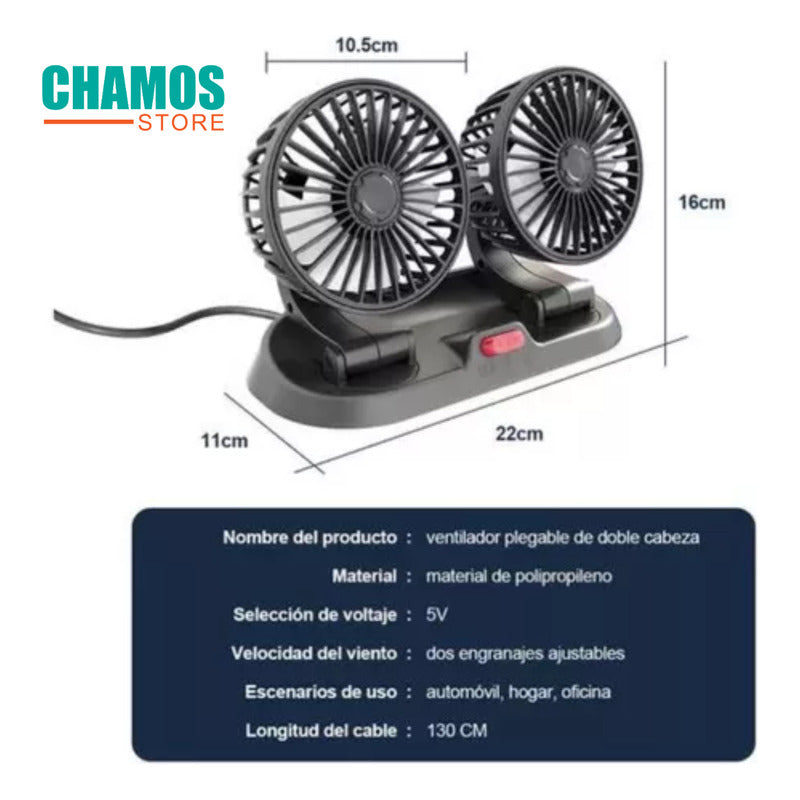 Ventilador Para Auto Usb Doble Cabezal Giratorio 360 Grados - Chamos Store