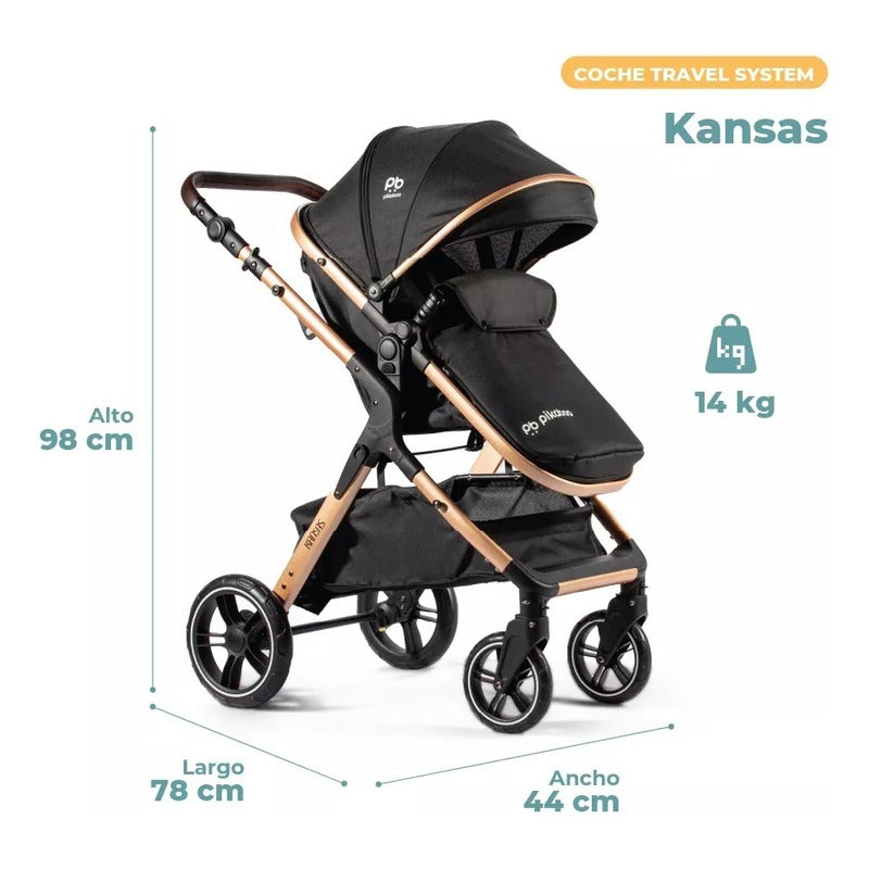 Coche Cuna Travel System Plegable Pikaboo Kansas Negro - Chamos Store