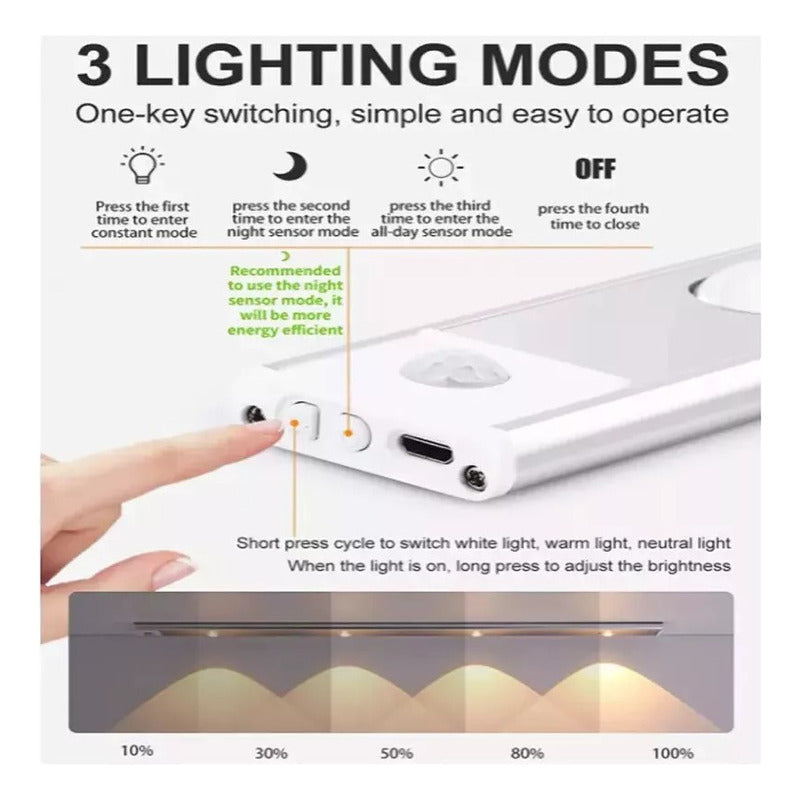 Barra Tira Luz Led Con Sensor De Movimiento 40 Cm - Chamos Store