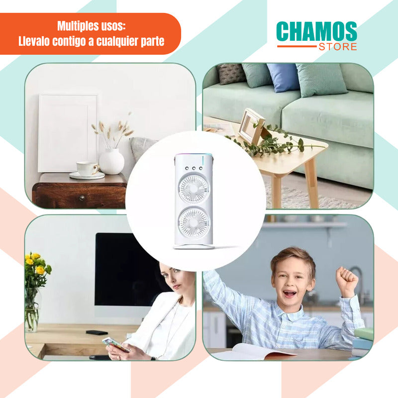 Doble Ventilador De Aire Frío Humidificador Para Escritorio - Chamos Store
