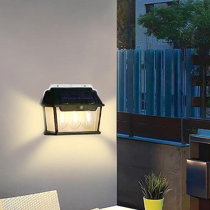 Farol Aplique Solar Triple Ampolleta Sensor De Movimiento - Chamos Store