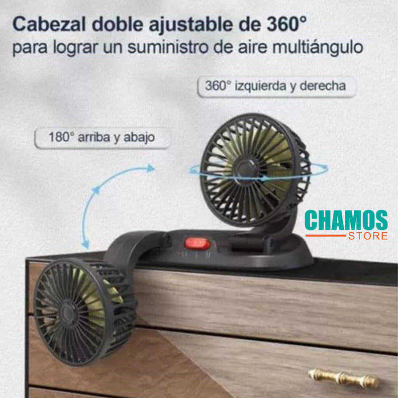 Ventilador Para Auto Usb Doble Cabezal Giratorio 360 Grados - Chamos Store