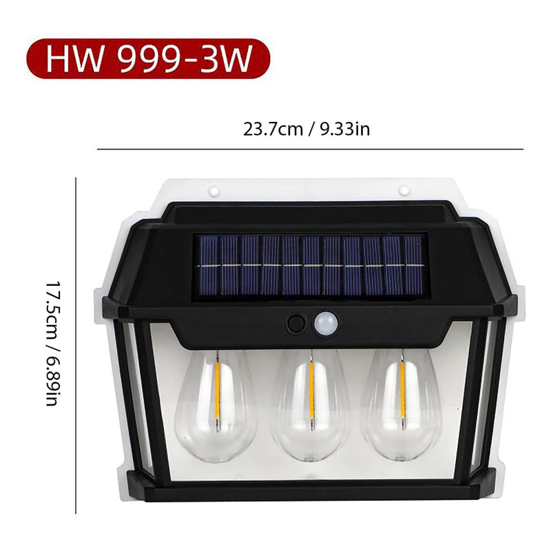 Farol Aplique Solar Triple Ampolleta Sensor De Movimiento - Chamos Store