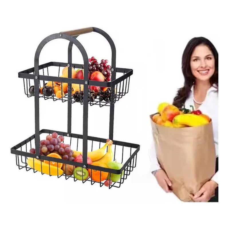 Organizador Frutas Verduras Cesta De Cocina Metalice - Chamos Store