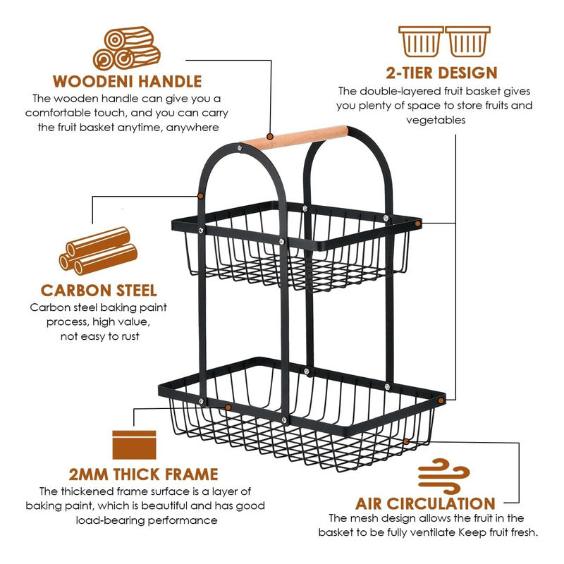 Organizador Frutas Verduras Cesta De Cocina Metalice - Chamos Store