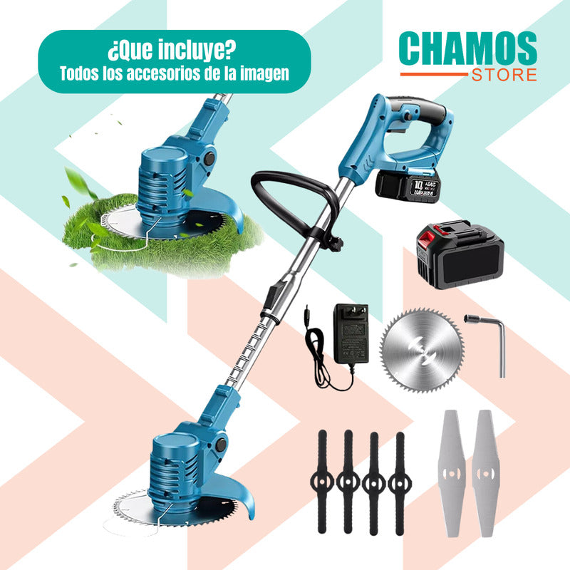 Cortadora De Césped Pasto Inalámbrica 2 Baterías Accesorios - Chamos Store