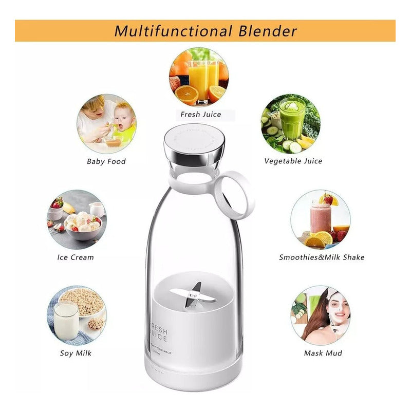 Botella Licuadora Recargable Juguera Batidora Portatil Color - Chamos Store