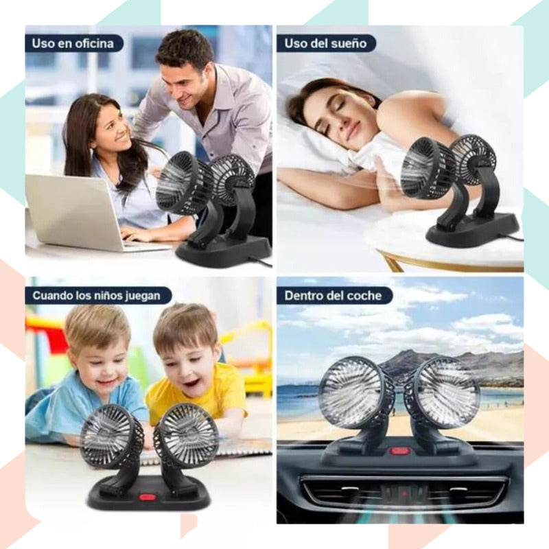 Ventilador Para Auto Usb Doble Cabezal Giratorio 360 Grados - Chamos Store